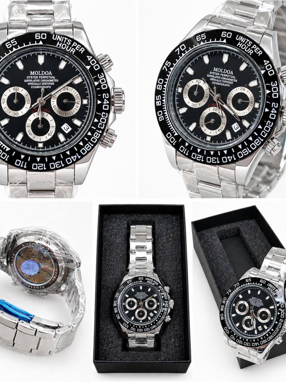 Men's Black Dial Stainless Steel Chronograph Watch